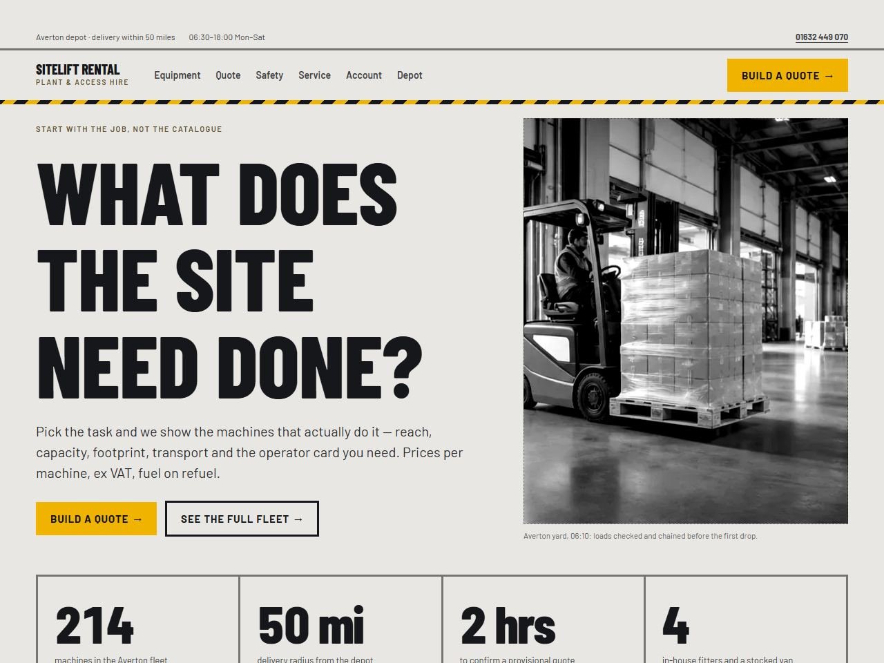 SiteLift Rental — Desktop